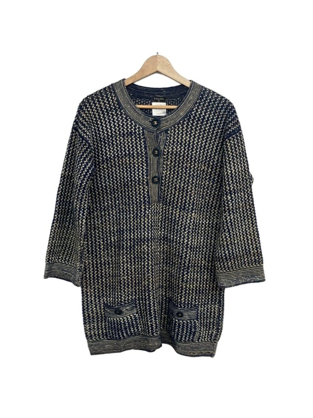 Chanel Dress L Dark Navy Beige